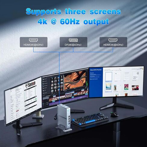 Fanless Mini PC, 12th Gen N100 Desktop Computer, 16G RAM 512G SSD Firewall Router Office Computer 0 Noise, 8 USB, Dual LAN/HDMI, DP, 4K Triple Display Output, Win-11 Pro in Saudi Arabia
