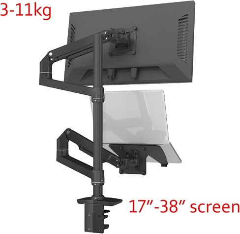 DL-9012LP-II Clamp Stand Mechanical Spring Table Arm 17-38" LCD Monitor Bracket+Notebook Laptop Desktop Holder 3-11kg(600mm Pole Silver) in Saudi Arabia