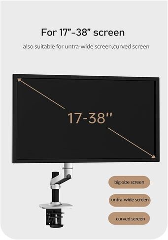 DL-9012LP-II Clamp Stand Mechanical Spring Table Arm 17-38" LCD Monitor Bracket+Notebook Laptop Desktop Holder 3-11kg(600mm Pole Silver) in Saudi Arabia