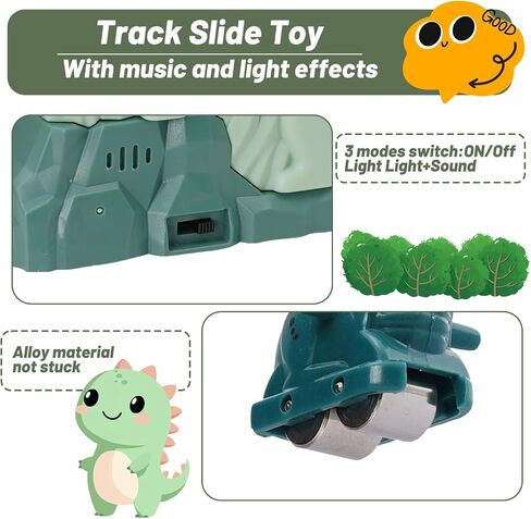 Dinosaur Chasing Race Track Game Set Double Loop Track Slide Toy Climb Stairs Toy Roller Coaster Toy with Music Educational Puzzle Playsets Gift for Toddler Kids Boys Girls Age 3+ in Saudi Arabia