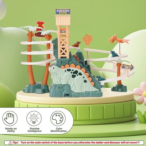 Dinosaur Chasing Race Track Game Set Double Loop Track Slide Toy Climb Stairs Toy Roller Coaster Toy with Music Educational Puzzle Playsets Gift for Toddler Kids Boys Girls Age 3+ in Saudi Arabia