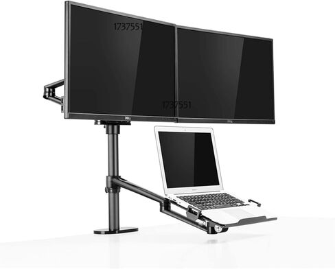 ol-10t الارتفاع ضبط سطح المكتب Dual 17-32 بوصة حامل الشاشة+12-17 بوصة حامل كمبيوتر محمول حامل كامل حركة الذراع (أسود) in Saudi Arabia