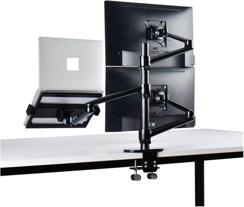 ol-10t الارتفاع ضبط سطح المكتب Dual 17-32 بوصة حامل الشاشة+12-17 بوصة حامل كمبيوتر محمول حامل كامل حركة الذراع (أسود) in Saudi Arabia