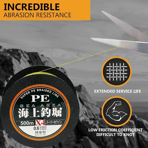 Braided Fishing Line 4 Strand Abrasion Resistant Braided Line 109/218/328Yards Test for Salt-Water, 10-100 LB, Cost-Effective, Zero Stretch, Smaller Diameter for Extra Visibility, Variety Colors in Saudi Arabia