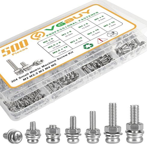VGBUY 351Pcs Machine Screws Nuts and Bolts Assortment Kit, 6-32# 8-32# 10-24 Phillips Pan Head Assorted 304 Stainless Steel Bolts Nuts Flat Washers Bolts with Case in Saudi Arabia