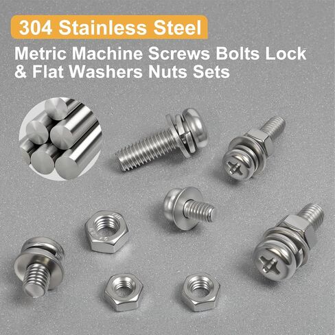 VGBUY 351Pcs Machine Screws Nuts and Bolts Assortment Kit, 6-32# 8-32# 10-24 Phillips Pan Head Assorted 304 Stainless Steel Bolts Nuts Flat Washers Bolts with Case in Saudi Arabia