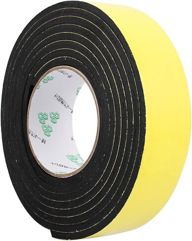 Rebower Single-Sided Foam Tape Self Adhesive, [for Home Fixtures, Daily Use] - 10mm x 1mm / 10m / Black, Yellow / 1Pcs in Saudi Arabia
