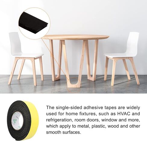Rebower Single-Sided Foam Tape Self Adhesive, [for Home Fixtures, Daily Use] - 10mm x 1mm / 10m / Black, Yellow / 1Pcs in Saudi Arabia