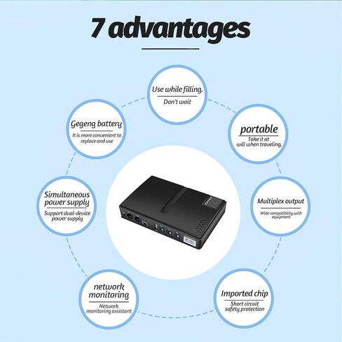 Yunir UPS Battern Backup ، 15V 24V POE 5V 9V 12V إمدادات الطاقة غير المنقطعة ، USB 18W الإخراج الاحتياطي ، مزود طاقة البطارية ، متعددة لمودم التوجيه البصري (توصيل الولايات المتحدة) in Kuwait