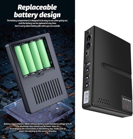 Yunir UPS Battery Backup,15V 24V POE 5V 9V 12V Uninterruptible Power Supply,USB 18W Output Backup Battery Power Supply,Multiple for Camera Router Optical Modem (US Plug) in Saudi Arabia