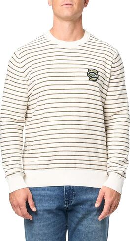 Lacoste Men's Long Sleeve Classic Fit Stripe Sweater in Saudi Arabia