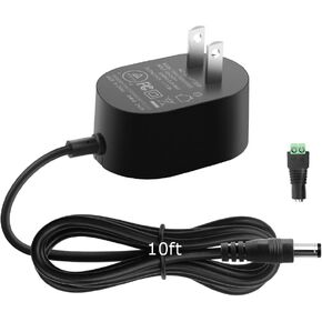 5V 1A DC Power Supply Adapter 5W 10FT AC/DC Charger AC 100V-240V to D C 5 V 1A 0.5A Replacement Power Cord for Security Camera Baby Monitor Graco Swing TV Box Raspberry Pi with D C Female Tip