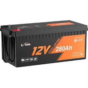 LiTime 12V 280Ah Plus Low-Temp Protection LiFePO4 Battery Built-in 200A BMS, Max 3584Wh Energy, Lithium Iron Phosphate Battery Perfect for Trolling Motors,Yacht, Marine, Boat, RVs, Home Energy