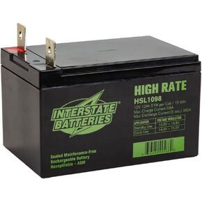 Interstate Batteries High Rate 12V 12AH Battery (Nut & Bolt Terminal) SLA AGM VRLA Rechargeable Replacement for Lawn & Garden (HSL1098)