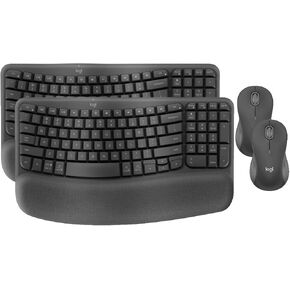 Logitech MK670 Comfort Wave Wireless Keyboard & Mouse Combo Travel Home Office Modern Bundle for PC & Laptop, Pack of 2