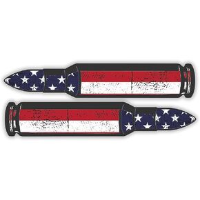 2 Pack American Flag Bullet Ammo Sticker | Self Adhesive Vinyl | .223 5.56 mm 2a 2nd Pro Gun Rights (3" x 0.5" (2 Pack))