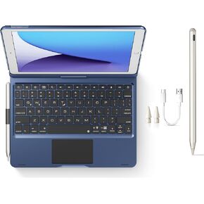 Stylus Pen + Swivel Keyboard Case for iPad (7-9th), iPad Air 3rd, iPad Pro 2nd Gen 10.5-inch