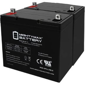Mighty Max Battery 12V 55Ah Battery for Quantum QG Edge 2.0 Power Chair - 2 Pack