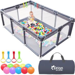 Orian Baby Playpen 50x50 Large Playpen for Babies and Toddlers, Oxford Fabric, Indoor & Outdoor Play Pen, 10 Colorful Balls, 4 Pull Up Rings, Carry Bag in Kuwait