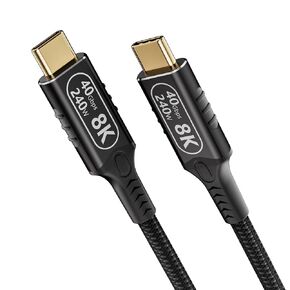 Long USB C إلى USB C Cable 10ft/3 M متوافق مع Thunderbolt 4/3 ، بيانات USB4 40 جيجابت في الثانية ، النوع C 240W شحن سريع ، 8K/4K HD Video for Monitor ، USBC Male to Male تطبيق على الكمبيوتر المحمول ، HUB ، Tablet ، الهاتف الذكي.