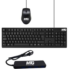 MTG Basic Full Size Slim USB Wired Keyboard and Mouse, with 4 in 1 USB HUB 3.0, Compatible with PC, Laptop, Combo Set