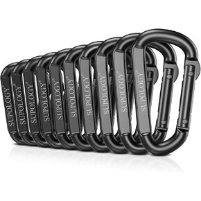 10 PCS Carabiner Clips, Heavy Duty Carabiners D Ring Hook, 900 LBS 2.5" Steel Black Carabeaner Clip Multipurpose for Key Chain, Camping, Hiking, Gym, Backpacking, Pet Leash