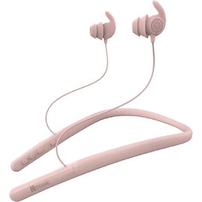 Hmusic HS88 Sleeping Headphones Wireless Bluetooth Neckband Sleep Earbuds,-30dB Noise Reduce,Flat Thin Soft Silicone Earplug,12H Playtime w/Timer, for Side Sleep,Yoga,Read,Air Travel,Audio Book(Pink)