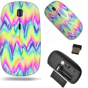Wireless Computer Laptop Mouse Portable Optical Mouse with Nano USB Receiver with Rainbow Tie-Dye Design
