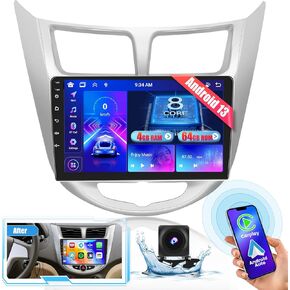 Car Radio for Hyundai Verna Accent Solaris 2010-2016: [2G+64G] 9 inch Car Stereo with Wireless Carplay Android Auto, Touch Screen Bluetooth Radio for Accent with GPS Mirror Link WiFi SWC FM RDS EQ
