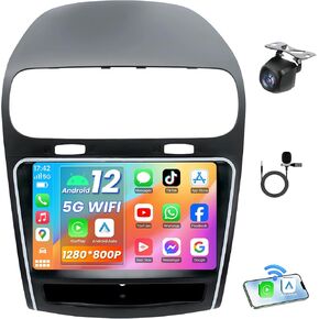 4Core 64G ROM Car Radio Stereo for Dodge Journey 2011 2012-2019 : FM SWC 1280x800 Touch Screen Android 12 with 5G-WiFi GPS Bluetooth 5.0 1080P Backup Camera