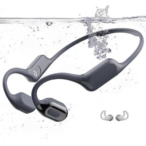 Swimming Headphones, Bone Conduction Headphones Bluetooth 5.4, IPX8 Waterproof with 32GB MP3 Player, Open Earphones with Safelight, Underwater Headphone for Swimming, Night Running, Cycling