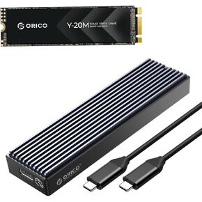 ORICO Y20M 1TB M.2 SATA SSD and M2PVM USB 3.1 Gen 2 NVMe/SATA M.2 Enclosure Bundle for High-Speed External Storage and Backup