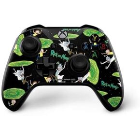 Skinit Decal Gaming Skin Compatible with Xbox One X Controller - Officially Licensed Warner Bros Rick and Morty Portal Pattern Design