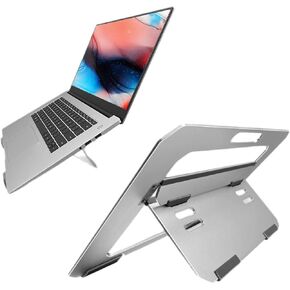 Laptop Stand for Desk, Adjustable Computer Stand, Aluminum Laptop Holder Stand for Cooling, Ergonomic Laptop Riser, Foldable Stand for Laptops and Tablets Under 14 Inch
