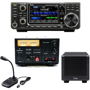 Icom IC-7300 100W HF/50MHz SDR Amateur Radio Transceiver Bundle With SM-30 Desktop Microphone, SP-38 Matching External Speaker and Intellitron PS-2140A-MBL 40A Linear Power Supply