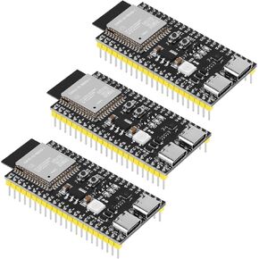 3pcs Pre-Soldered ESP32-S3-DevKitC-1-N8R2 Development Board Integrated 2.4GHz WiFi Bluetooth 5.0 ESP32-S3-WROOM-1 Microcontroller Processor Dual Type C Interface for Arduino