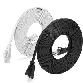 1M/3.3FT 2M/6.6FT 3M/10FT 5M/17FT 10M/33FT 15M/50FT 20M/66FT 25M/85FT 30M/100FT 50M/165FT 1000MBPS Cat6 Cat-6 Flat RJ45 Internet LAN Network Patch Ethernet Cable Modem Cord (White, 50M/165FT)