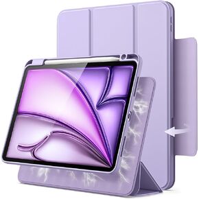 JETech Magnetic Detachable Case for iPad Air 11-Inch M3/M2 (2025/2024), iPad Air 5th/4th with Pencil Holder, Removable Rotating Cover, Portrait/Landscape Stand, Raised Screen View (Starlight)