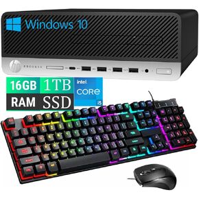 HP Prodesk 600G3 SFF Home and Business Desktop ، Intel Core I5-7500 حتى 2.2 جيجا هرتز ، ذاكرة الوصول العشوائي 16 جيجا بايت ، 1TGB SSD ، لوحة مفاتيح سلكية ، دعم 4K ، WiFi ، Bluetooth ، Windows 10 Pro (متجدد)
