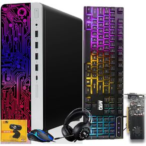HP G3 Gaming Desktop PC, Intel Core i5 4th Gen, GTX 1030 Graphics, 16GB RAM, 480GB SSD | 2TB HDD, MTG New 24 Inch Dual Monitor, RGB Keyboard Mouse, Headphone, Webcam, Windows 11 Pro (Renewed)