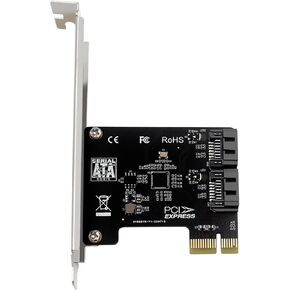 PH52A PCIE x1 to 2Port SATA3.0 Expansion Card 6Gps Support Soft RAID for Desktop Compatible with Wins10 Linux