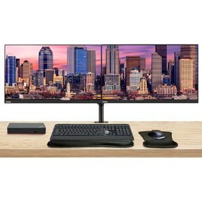 Lenovo ThinkVision S24e 24-inch 1920 x 1080 LED Backlit FHD LCD, 2-Pack Bundle with HDMI, VGA, Dual Monitor Stand, ThinkPad Universal USB-C Dock, MK540 Wireless Keyboard & Mouse, Mouse & Wrist Pad