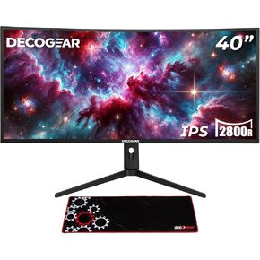 Deco Gear 40 "منحني شاشة Nano IPS المنحنية ، 5120 × 2160 5K2K ، 21: 9 ، HDR10 ، 100 ٪ SRGB ، HDMI 2.0 ، DP ، USB-C مع وسادة الماوس الممتدة