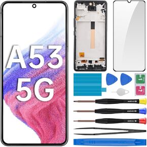 for Samsung Galaxy A53 5G Screen Replacement with Frame LCD Display Touch Digitizer Full Assembly Fix Glass with Repair Tools Kit SM-A536U SM-A536U1