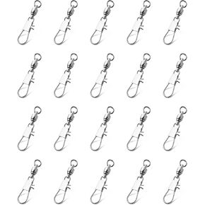 Maxmoral 20PCS 25mm Silver Stainless Steel Ball Bearing Swivel Clasp Fishing Line Connector Terminal Tackle Accessories