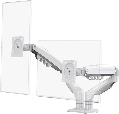 F160 Gas Spring 360 Degree Desktop 17" - 27" Dual Monitor Stand Arm Full Motion Monitor Mount Bracket 2-9kg Each(2025 Ver White) in Saudi Arabia