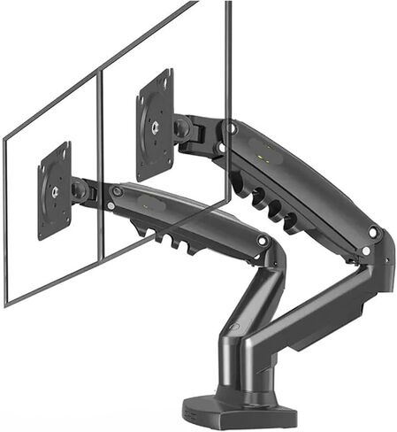 F160 Gas Spring 360 Degree Desktop 17" - 27" Dual Monitor Stand Arm Full Motion Monitor Mount Bracket 2-9kg Each(2025 Ver White) in Saudi Arabia