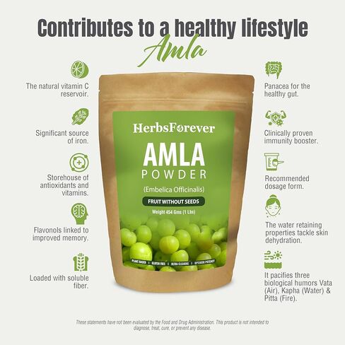 Herbsforever Amla Powder – Phyllanthus emblica – Supports Immune System – Non GMO, Organic, Vegan – 230 GMS in Kuwait