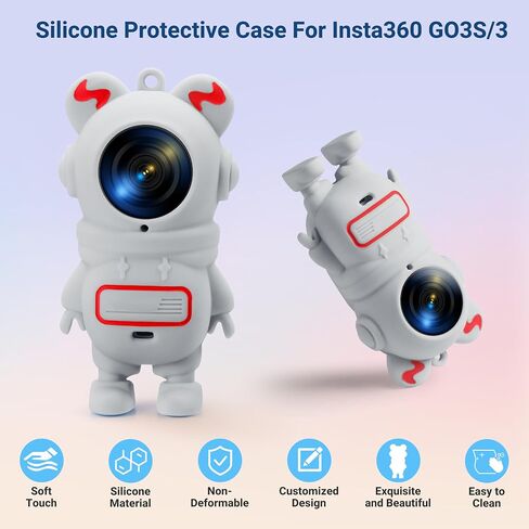 Silicone Case for Insta360 GO 3S, Cartoon Shockproof Protective Cover for Insta 360 GO 3S/3 Accessories with Anti-Loss Hand Strap, Precise Cutouts Holes, Soft Anti-Scratch Surface, Full Body Wrap in Saudi Arabia