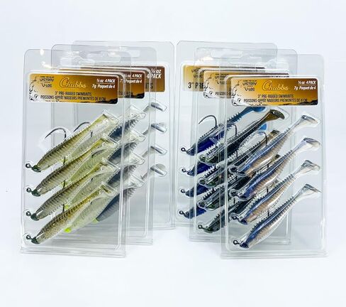 Pre-Rigged 3-4 inch Swimbait Kit | 6 Different Packs | 18-24 Total Fishing Lures in Kuwait